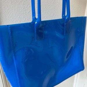 Blue vinyl beach tote